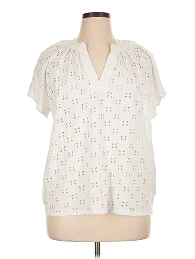 Pre-owned Ann Taylor Loft Short Sleeve Blouse In White