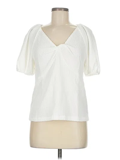 Pre-owned Ann Taylor Loft Short Sleeve Blouse In White