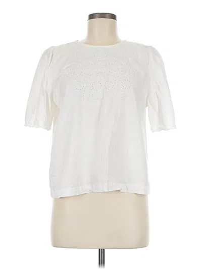 Pre-owned Ann Taylor Loft Short Sleeve Blouse In White