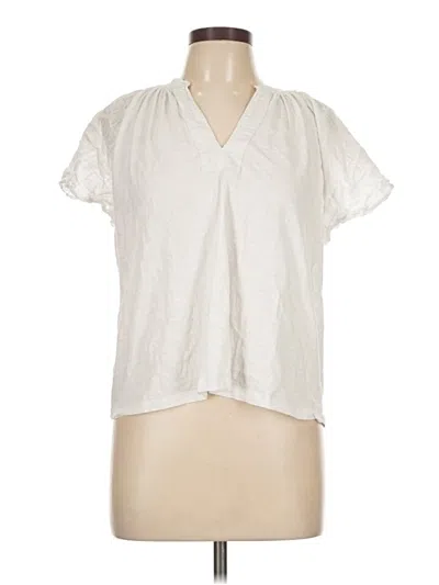 Pre-owned Ann Taylor Loft Short Sleeve Blouse In White