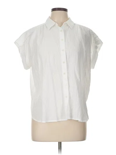 Pre-owned Ann Taylor Loft Short Sleeve Blouse In White