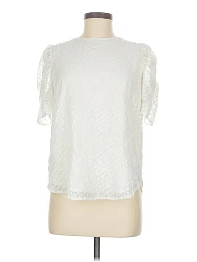 Pre-owned Ann Taylor Loft Short Sleeve Blouse In White