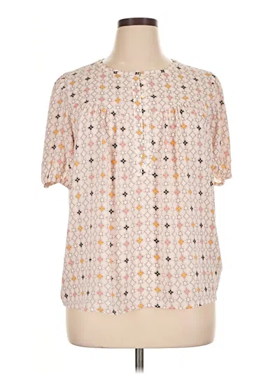 Pre-owned Ann Taylor Loft Short Sleeve Blouse In White