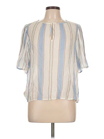 Pre-owned Ann Taylor Loft Short Sleeve Blouse In White
