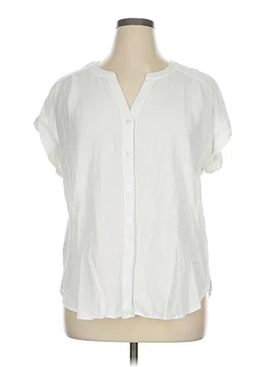 Pre-owned Ann Taylor Loft Short Sleeve Blouse In White