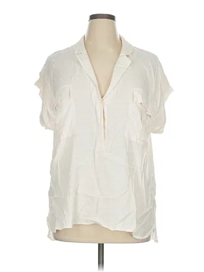 Pre-owned Ann Taylor Loft Short Sleeve Blouse In White