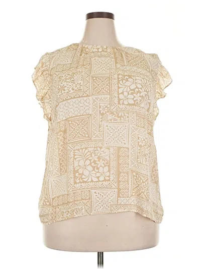 Pre-owned Ann Taylor Loft Short Sleeve Blouse In White