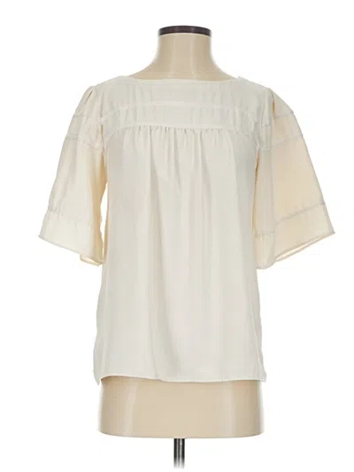 Pre-owned Ann Taylor Loft Short Sleeve Blouse In White