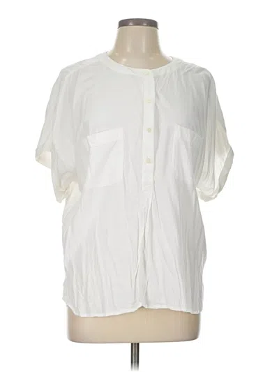 Pre-owned Ann Taylor Loft Short Sleeve Blouse In White
