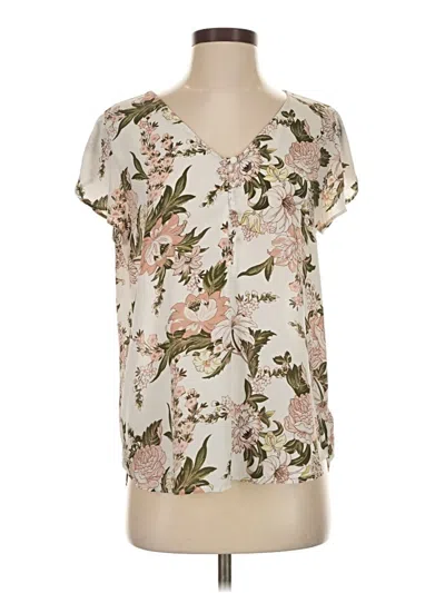 Pre-owned Ann Taylor Loft Short Sleeve Blouse In White
