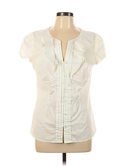 Pre-owned Ann Taylor Loft Short Sleeve Blouse In White