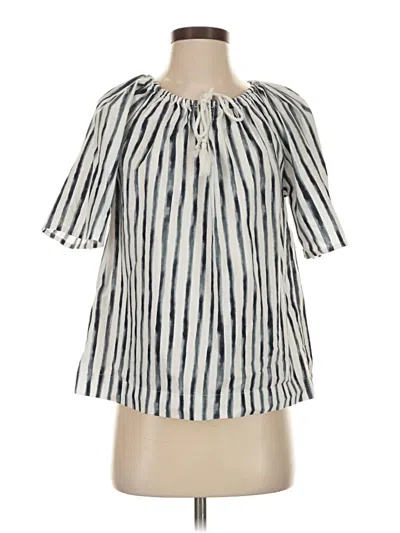 Pre-owned Ann Taylor Loft Short Sleeve Blouse In White