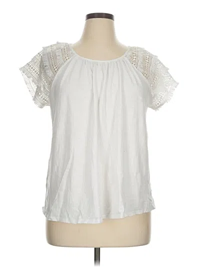 Pre-owned Ann Taylor Loft Short Sleeve Blouse In White