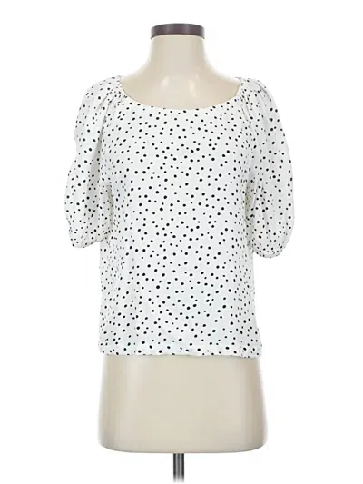 Pre-owned Ann Taylor Loft Short Sleeve Blouse In White