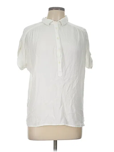 Pre-owned Ann Taylor Loft Short Sleeve Blouse In White