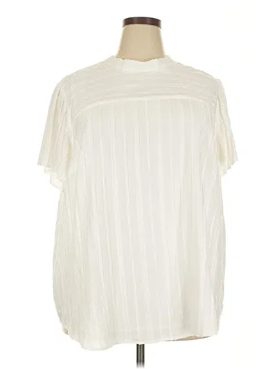 Pre-owned Ann Taylor Loft Short Sleeve Blouse In White
