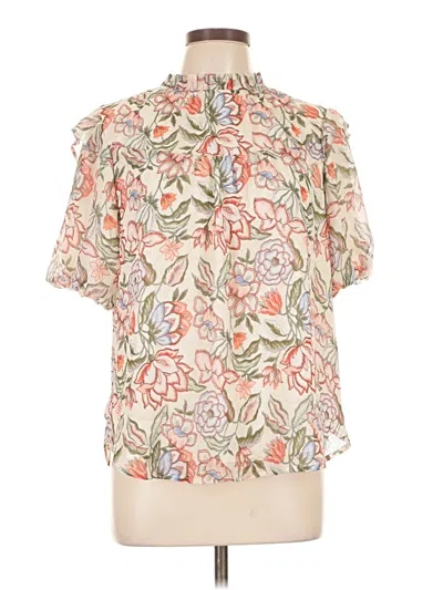 Pre-owned Ann Taylor Loft Short Sleeve Blouse In White