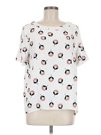 Pre-owned Ann Taylor Loft Short Sleeve Blouse In White