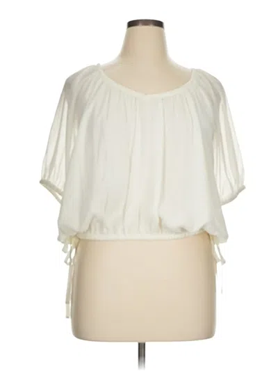 Pre-owned Ann Taylor Loft Short Sleeve Blouse In White