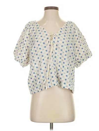 Pre-owned Ann Taylor Loft Short Sleeve Blouse In White