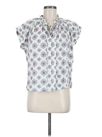 Pre-owned Ann Taylor Loft Short Sleeve Blouse In White
