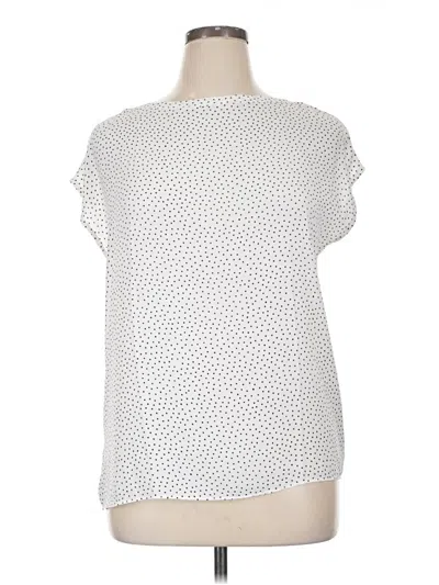 Pre-owned Ann Taylor Loft Short Sleeve Blouse In White