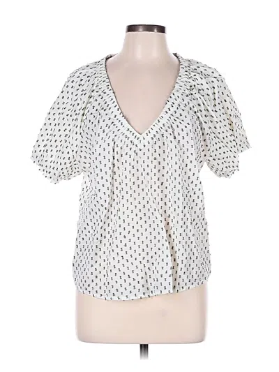 Pre-owned Ann Taylor Loft Short Sleeve Blouse In White