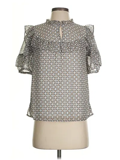 Pre-owned Ann Taylor Loft Short Sleeve Blouse In White