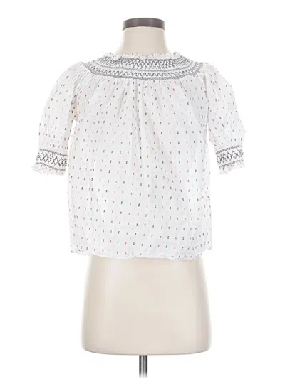 Pre-owned Ann Taylor Loft Short Sleeve Blouse In White
