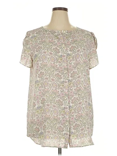 Pre-owned Ann Taylor Loft Short Sleeve Blouse In White
