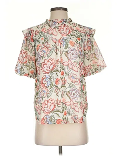 Pre-owned Ann Taylor Loft Short Sleeve Blouse In White