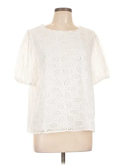 Pre-owned Ann Taylor Loft Short Sleeve Blouse In White