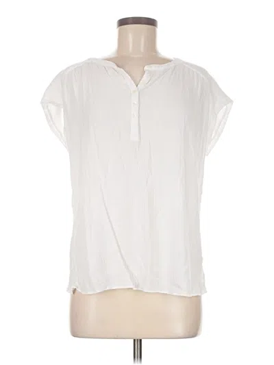 Pre-owned Ann Taylor Loft Short Sleeve Blouse In White
