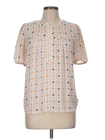 Pre-owned Ann Taylor Loft Short Sleeve Blouse In White