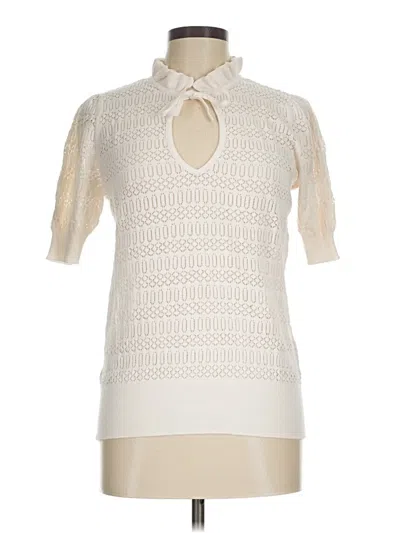 Pre-owned Ann Taylor Loft Short Sleeve Blouse In White