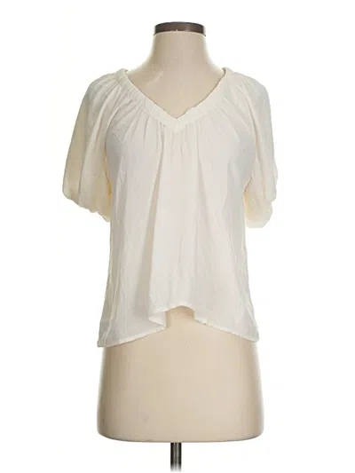 Pre-owned Ann Taylor Loft Short Sleeve Blouse In White