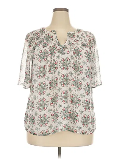 Pre-owned Ann Taylor Loft Short Sleeve Blouse In White