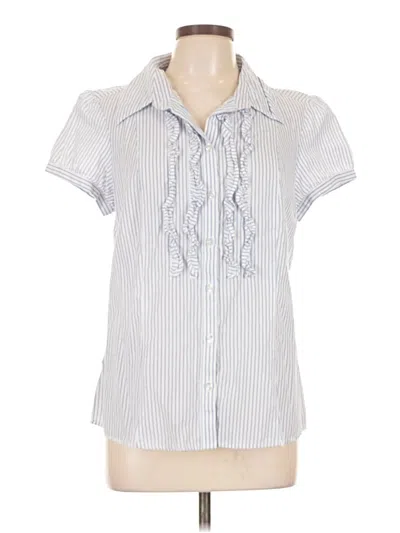 Pre-owned Ann Taylor Loft Short Sleeve Blouse In White