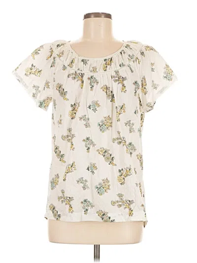 Pre-owned Ann Taylor Loft Short Sleeve Blouse In White