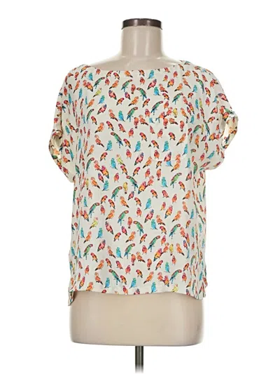 Pre-owned Ann Taylor Loft Short Sleeve Blouse In White
