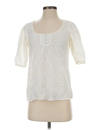 Pre-owned Ann Taylor Loft Short Sleeve Blouse In White
