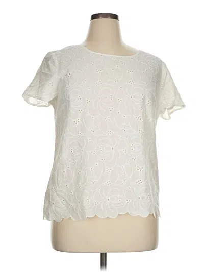 Pre-owned Ann Taylor Loft Short Sleeve Blouse In White