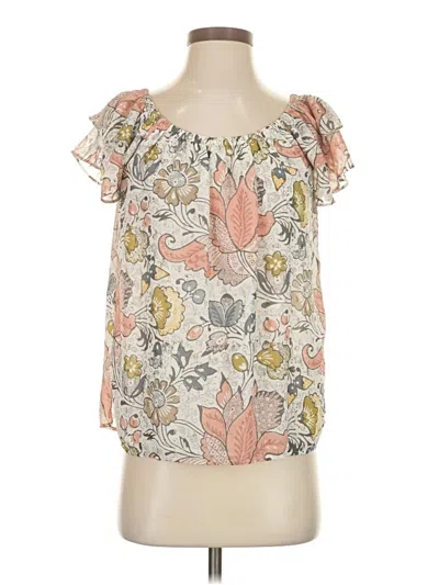 Pre-owned Ann Taylor Loft Short Sleeve Blouse In White