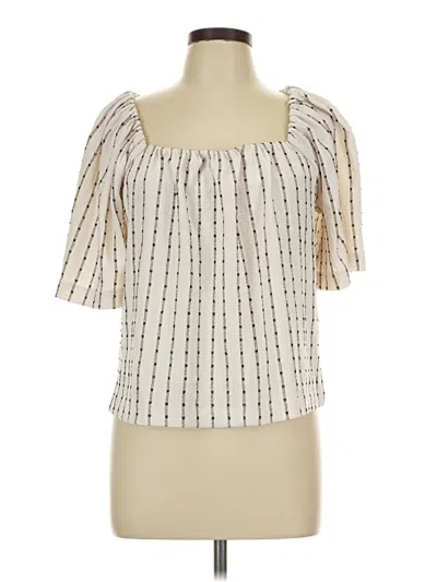 Pre-owned Ann Taylor Loft Short Sleeve Blouse In White