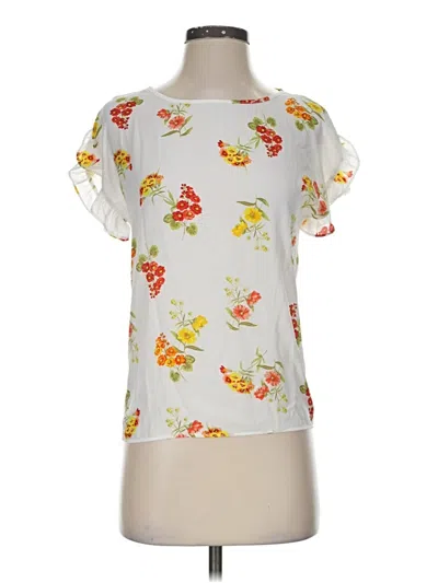 Ann Taylor Loft Short Sleeve Blouse In White