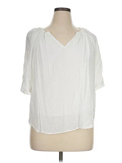 Pre-owned Ann Taylor Loft Short Sleeve Blouse In White