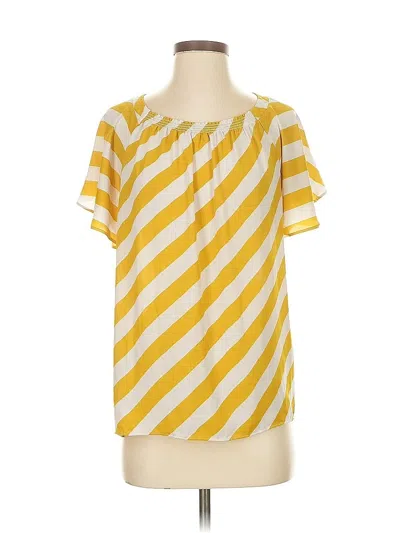 Pre-owned Ann Taylor Loft Short Sleeve Blouse In Yellow