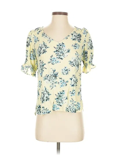 Pre-owned Ann Taylor Loft Short Sleeve Blouse In Yellow