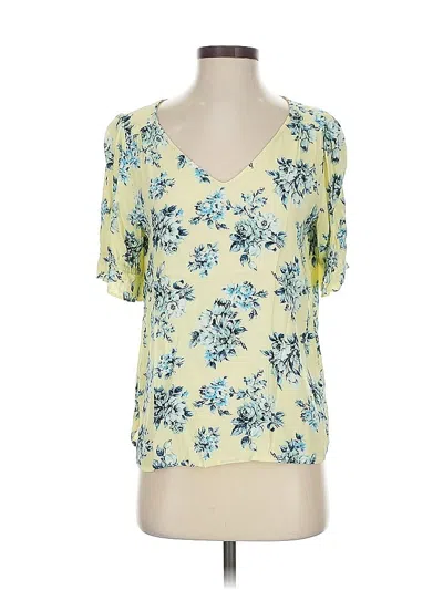 Pre-owned Ann Taylor Loft Short Sleeve Blouse In Yellow