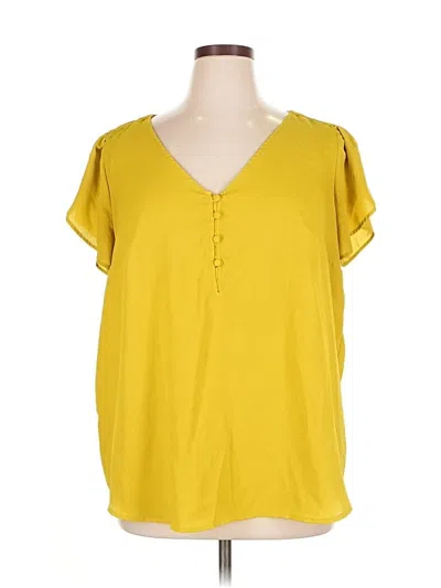 Pre-owned Ann Taylor Loft Short Sleeve Blouse In Yellow